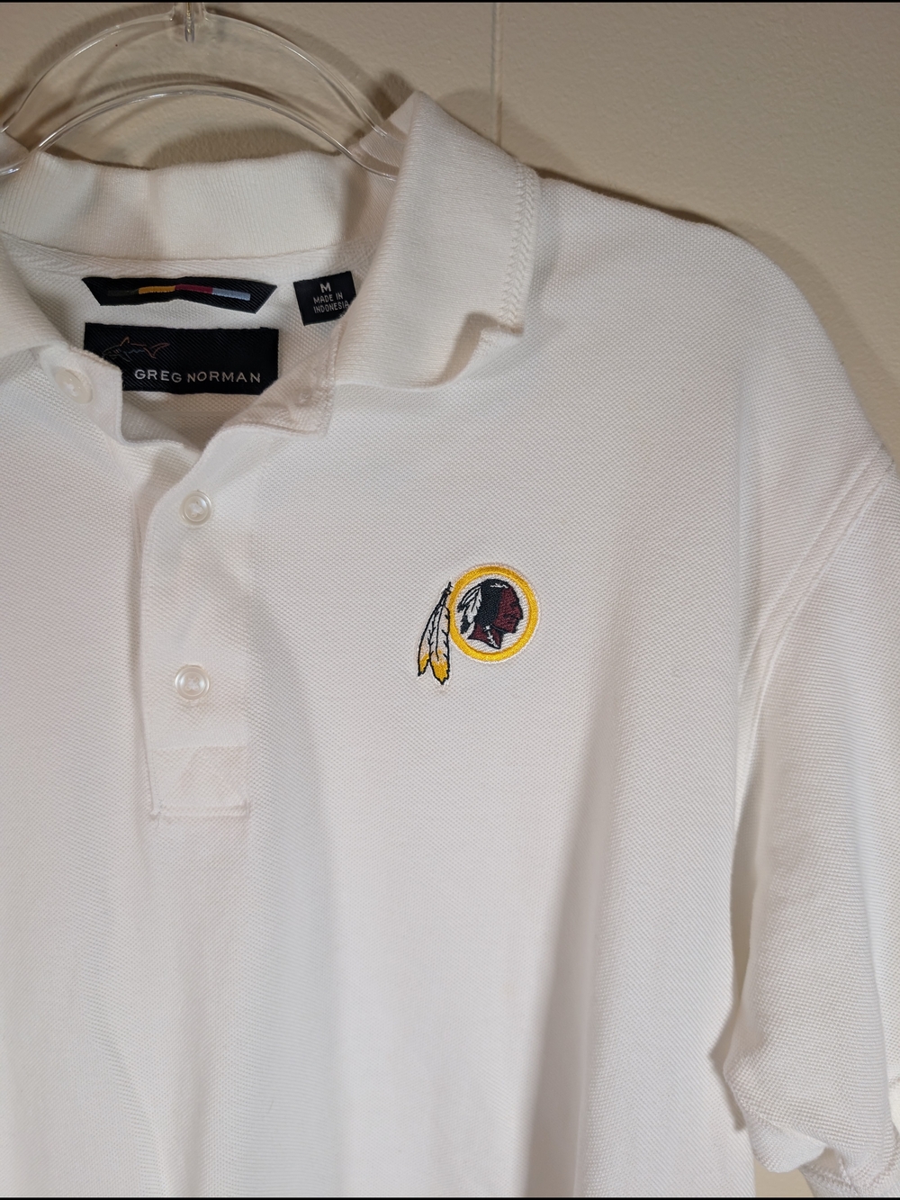 Greg Norman Washington Redskins White Polo Shirt Men’s Medium NFL Golf Polo